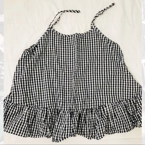Gingham peplum tank top